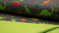 Luxury PRINTED Soft Shell Waterproof Breathable Fabric Material - DINO GREY